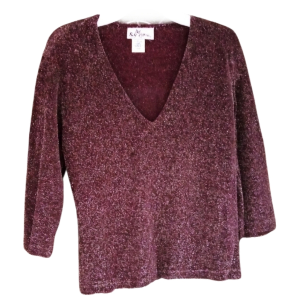 Zz) Self Esteem large top purple silver glam,vintage